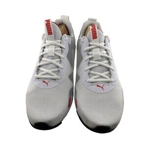 Puma Men’s Athletic Running Shoes White Red Black Mesh Sneakers Mint Cond